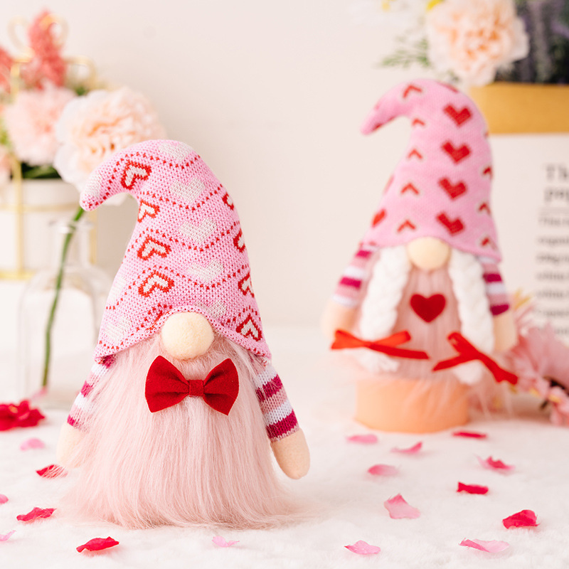 Pink Love Faceless Gnomes Plush Valentine Heart Doll Decoration Anime Plush Toys Rudolph And Me Ornament