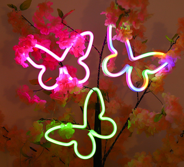 3AA Battery Operated USB LED Wall Neon Light Acrylic Butterfly Decor for Birthday Party Christmas Wedding