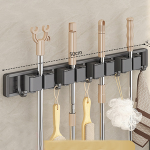 Aluminum Mop and Broom Holder Heavy Duty Mop Hanger Wall Mounted Storage Tool Racks