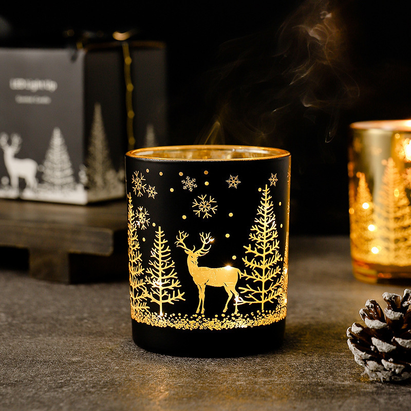 Christmas Decoration Soy Wax Scented Candle With Led Lights Luxury Candle Gift