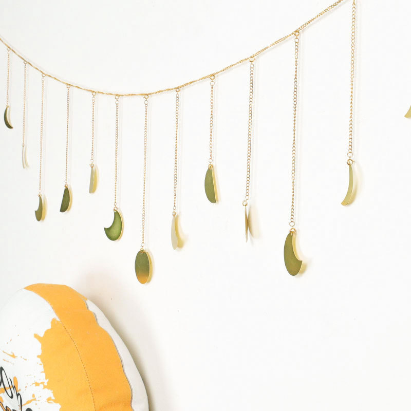 13pcs Gold Metal Moon Wall Decor Set Boho Wall Hanging Art with Phases Decorative Garland for Home Accents Moon Art Decor