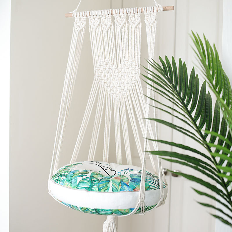 Boho Macrame Cat Hammock Swing Bed for Cat Dog, Macrame Wall Hanging Pet Hammock