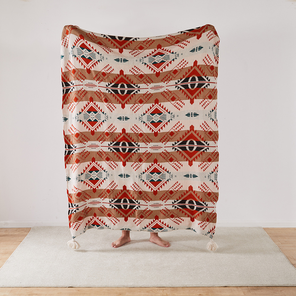 Summer Bohemian Sofa Aztec Throw Blankets Couch Bed Knitted Blanket Comfortable Swaddle Blanket 50x60 inches