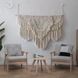 Handmade Large Macrame Wall Hangings Tapestry Cotton Wall Art Decoration Beige