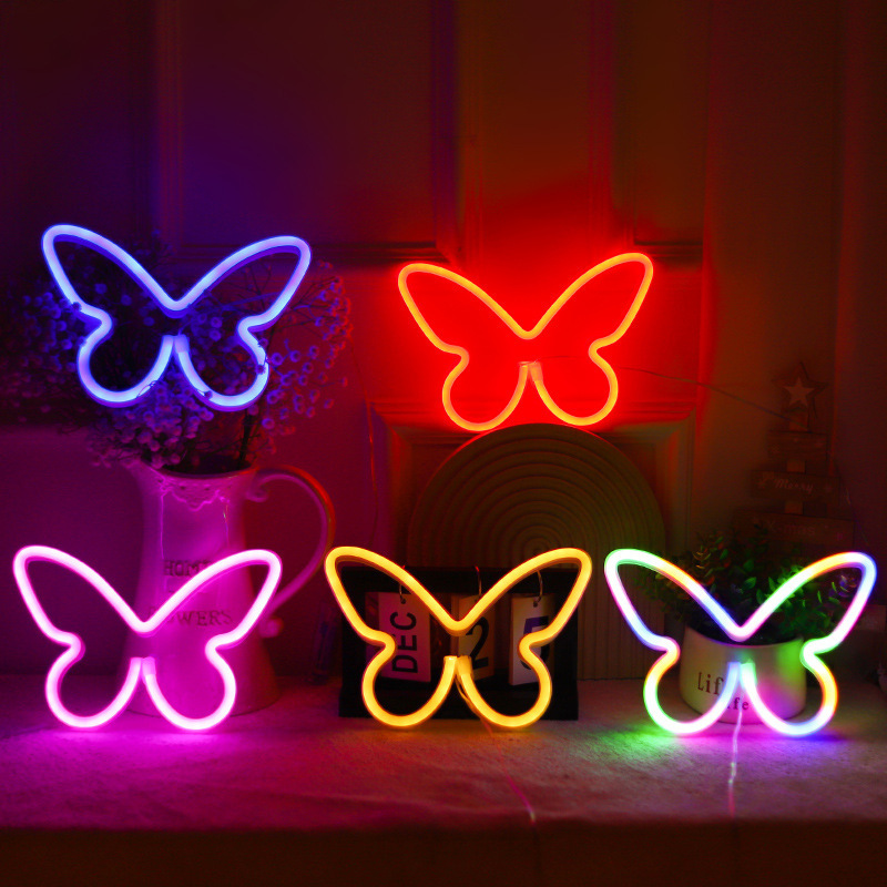 3AA Battery Operated USB LED Wall Neon Light Acrylic Butterfly Decor for Birthday Party Christmas Wedding