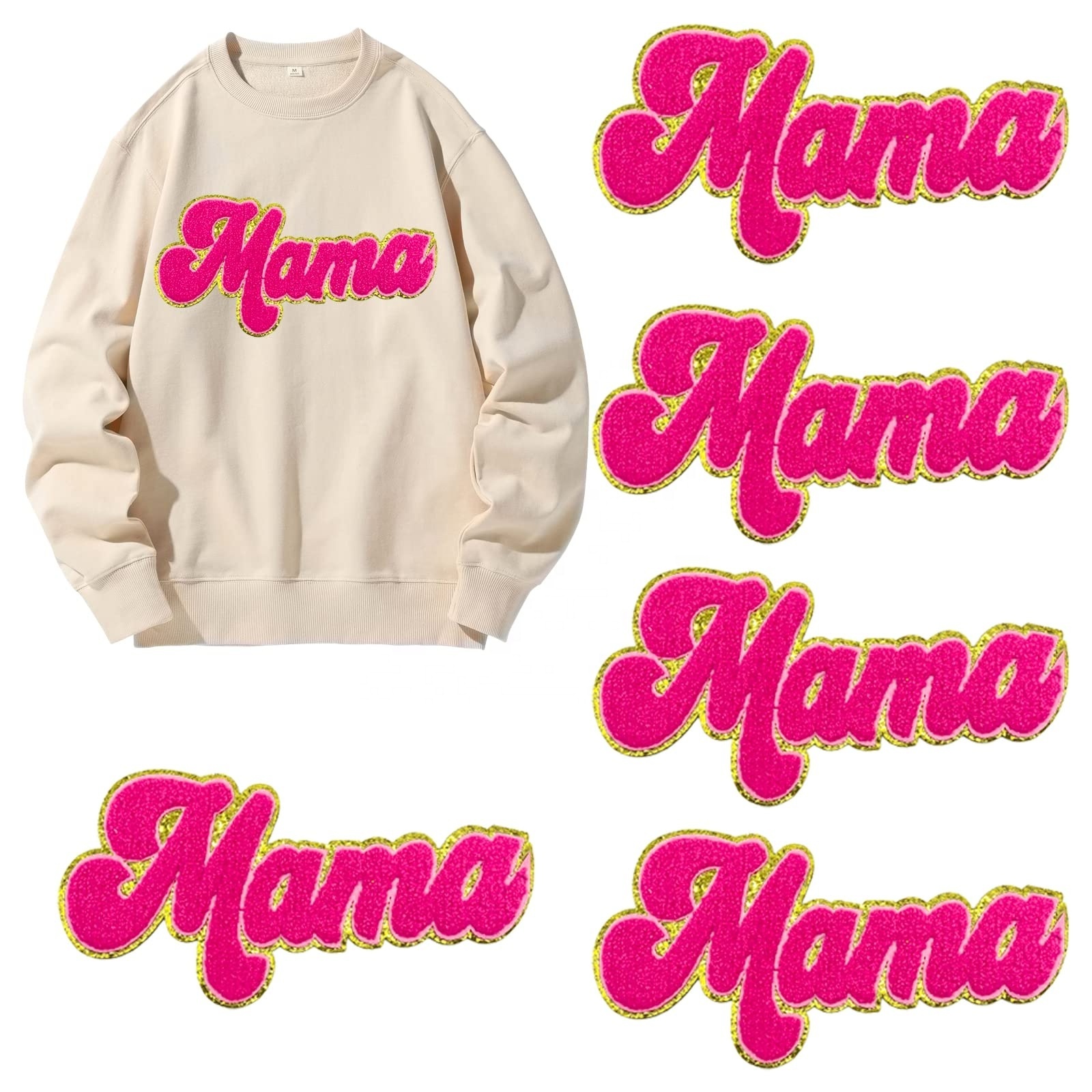 Iron on Letters Large for Clothing MAMA Patches Iron on  Varsity Chenille Letter Patches