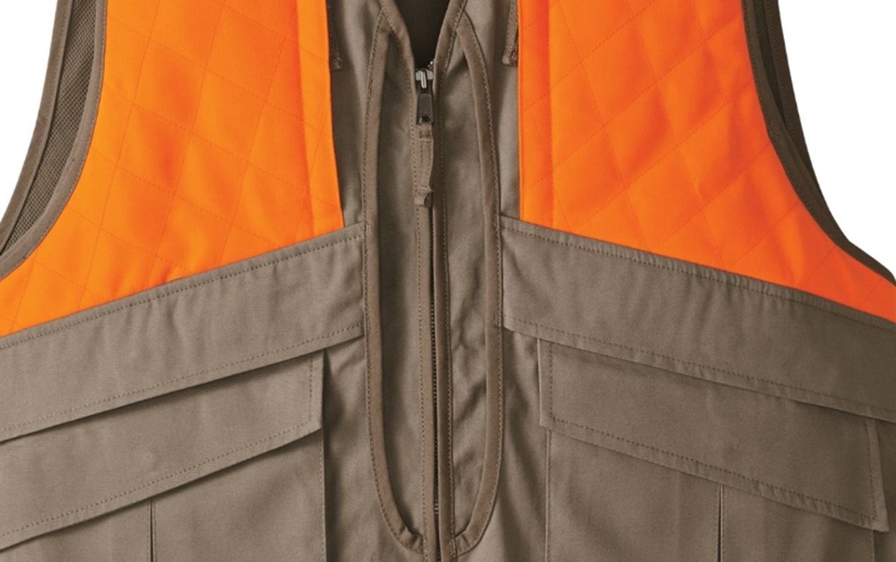 Cheap Price Stain Repellent Quilted Shooting Vest Canvas Orange Hunting Vest Men's Traditions Upland Vest