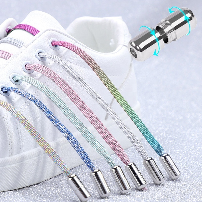 Multicolour No Tie Capsule Elastic Shoelaces Flat Sparkling Athletic Running Shoe Laces Sneaker Shoelaces