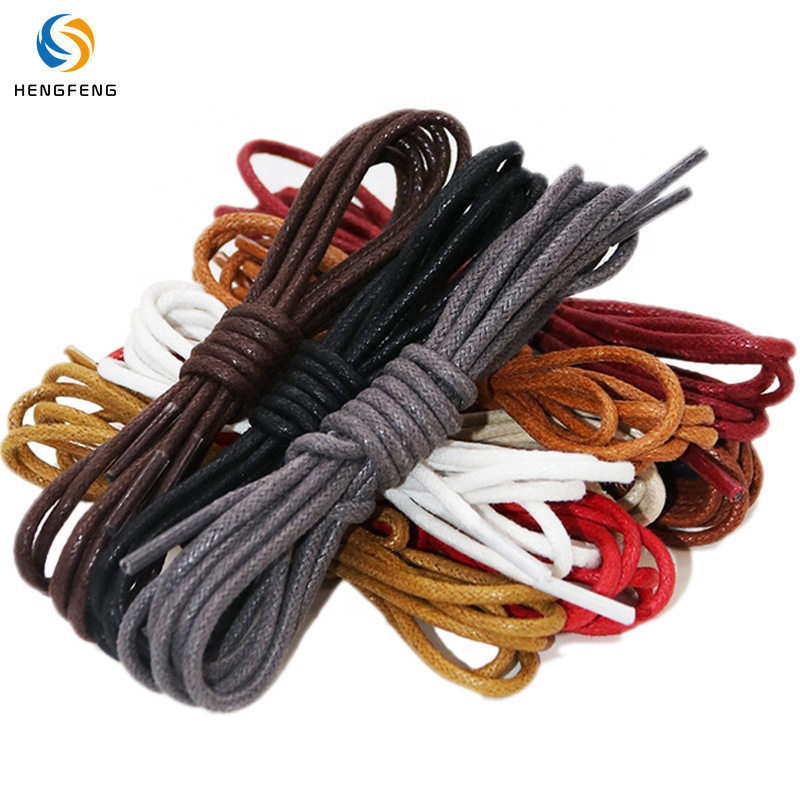 Wholesale Waxed Cotton Shoelaces Business Round Dress Leather Shoe Laces