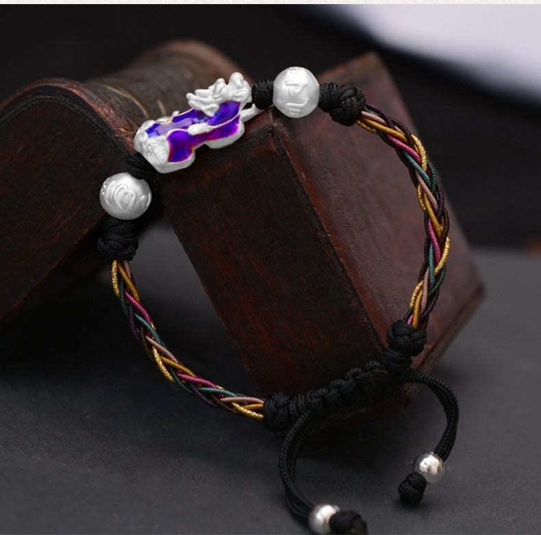 2023 New Style 999 Silver Pi Xiu Woman Men's Red Rope Braided Temperature Sensitive Color Changing Bracelet Friendship Bracelets