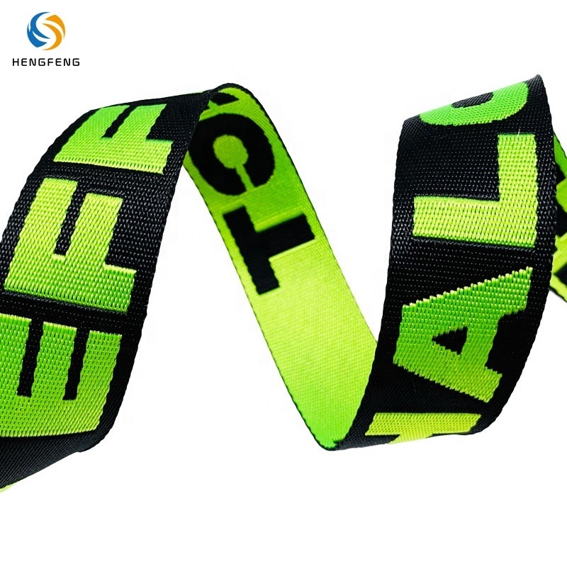 Custom jacquard weave braided nylon webbing strap with custom logo pattern webbing straps for bags clothing