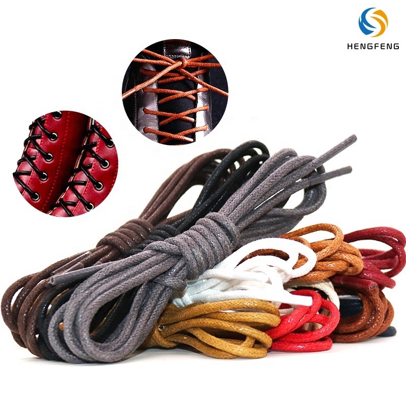 Wholesale Waxed Cotton Shoelaces Business Round Dress Leather Shoe Laces