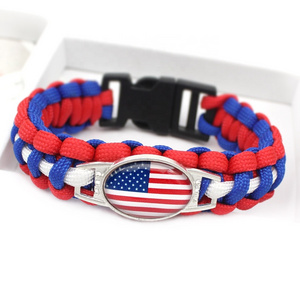 Flag Accessories Kids Wrap Black Minimalist Activity Custom Logo Statement Boy Hand Paracord Bracelet