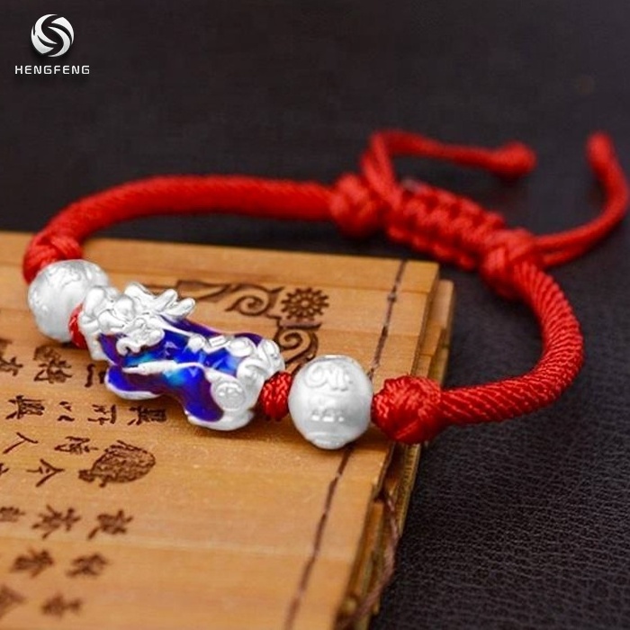 2023 New Style 999 Silver Pi Xiu Woman Men's Red Rope Braided Temperature Sensitive Color Changing Bracelet Friendship Bracelets