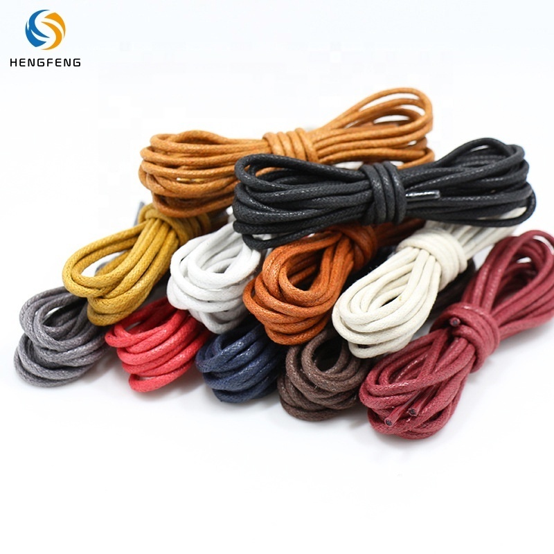 Wholesale Waxed Cotton Shoelaces Business Round Dress Leather Shoe Laces