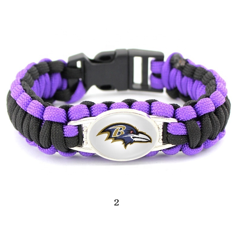 Fashion Creative Hand-Woven Braided Bracelet NFL Sports American Football Rugby Team Paracord Bracelets