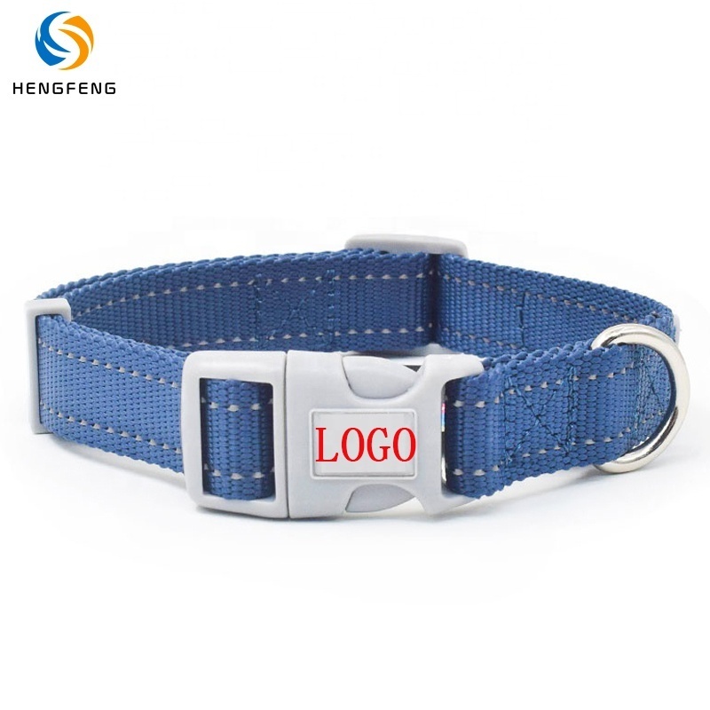 Support Customized Printed Brand Logo Reflective Nylon Webbing Bulk Breakaway Dog Blank Collars For Dogs