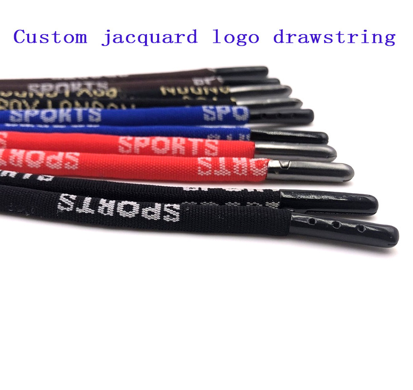 Drawcord Hem With Customized Tips For Hoodie Jml 5mm Red Swimwear Branded Shoestring Jacquard Draw Cord