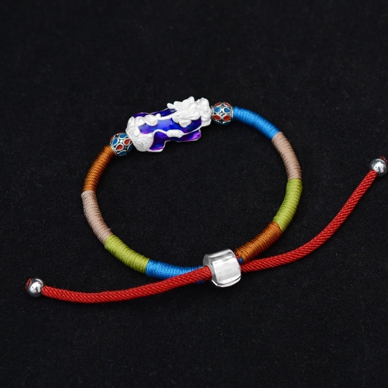 2023 New Style 999 Silver Pi Xiu Woman Men's Red Rope Braided Temperature Sensitive Color Changing Bracelet Friendship Bracelets