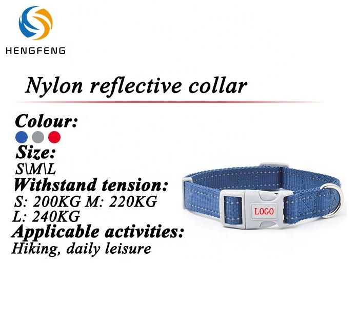 Support Customized Printed Brand Logo Reflective Nylon Webbing Bulk Breakaway Dog Blank Collars For Dogs