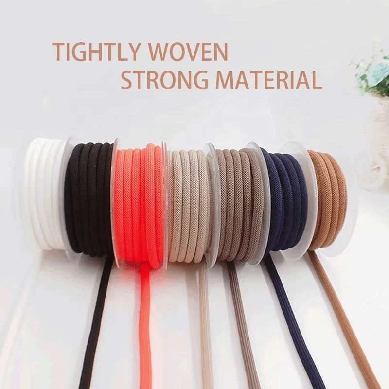 Manufacturers customized fancy needle through knit braided polyester round shoelaces shoe laces