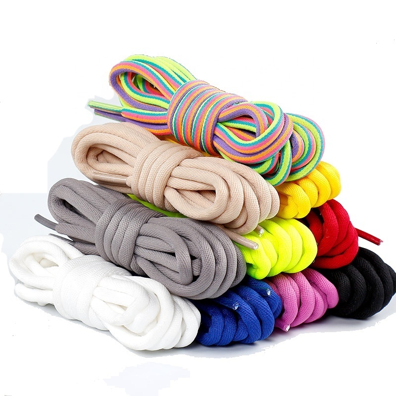 Polyester Rope Fat Round Laces Mens Shoelaces Designs Fashion Shoelaces Plain Shoe Lace