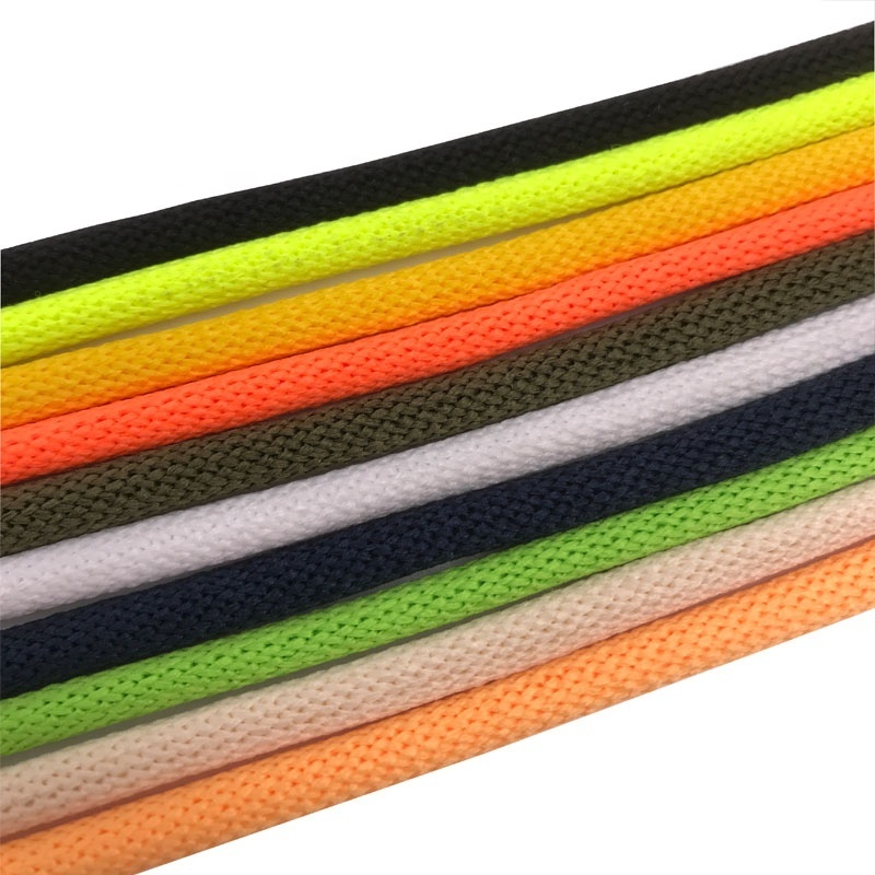 Manufacturers customized fancy needle through knit braided polyester round shoelaces shoe laces