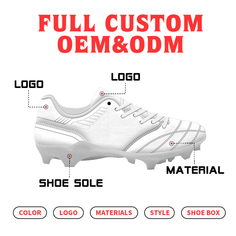 Customize Professional Cheap High Quality Futsal Sports Shoes Mens Low Ankle Leather Indoor Turf Football Soccer Shoes For Men