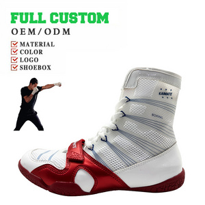 Custom Professional High Top Light Weight Make Your Own Training Gym Wrestling Boots White Boxing Shoes For Men