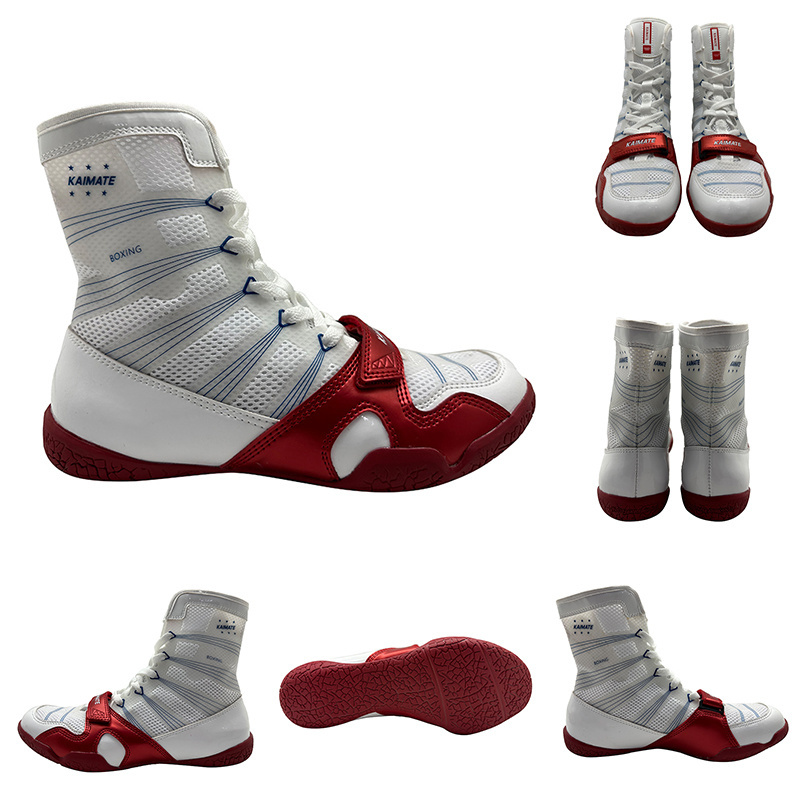 Custom Professional High Top Light Weight Make Your Own Training Gym Wrestling Boots White Boxing Shoes For Men