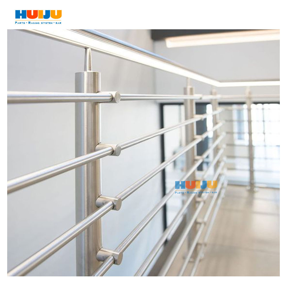 HJ Curved stairs with stainless steel elevation vertical rod handrail railing designs in stainless steel indoor