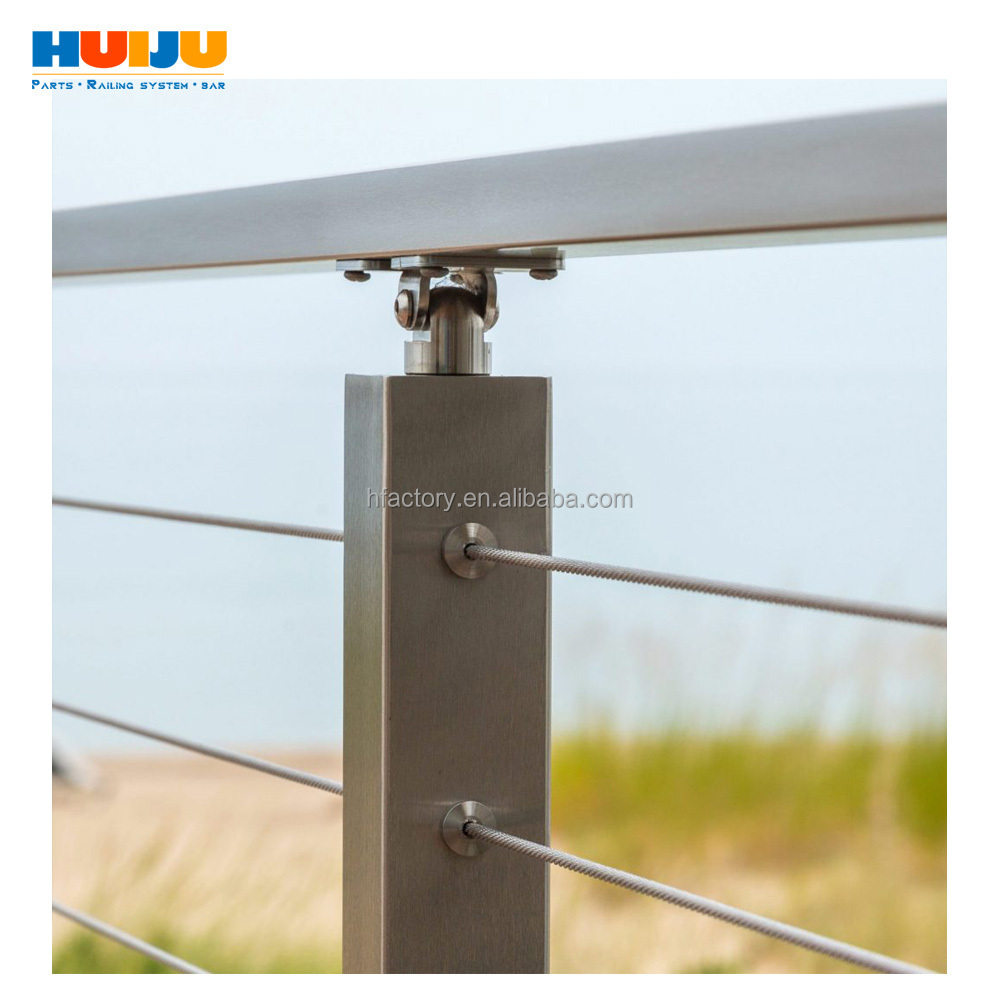 HJ  Outdoor SS304 OR SS316  wire cable railing for deck balcony Invisible grille outdoor  stainless steel post wire  for decking