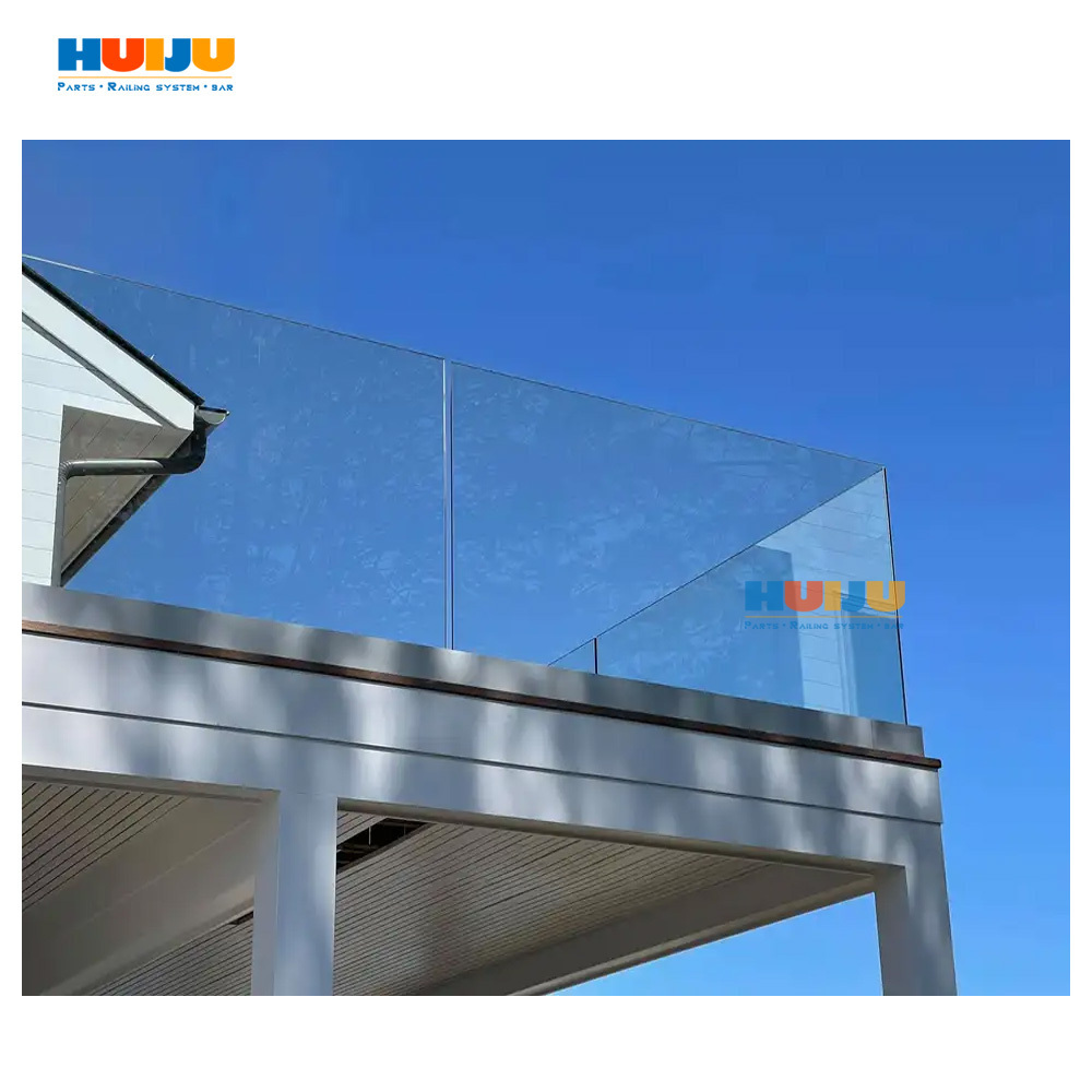 HJ Tempered Laminated Glass Aluminium U Profile Channel Stainless Steel Top Handrail Railing System For Balcony