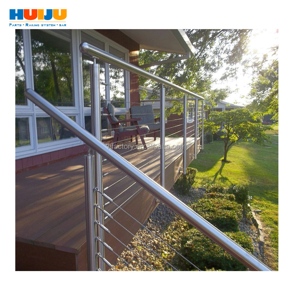 HJ  Outdoor SS304 OR SS316  wire cable railing for deck balcony Invisible grille outdoor  stainless steel post wire  for decking