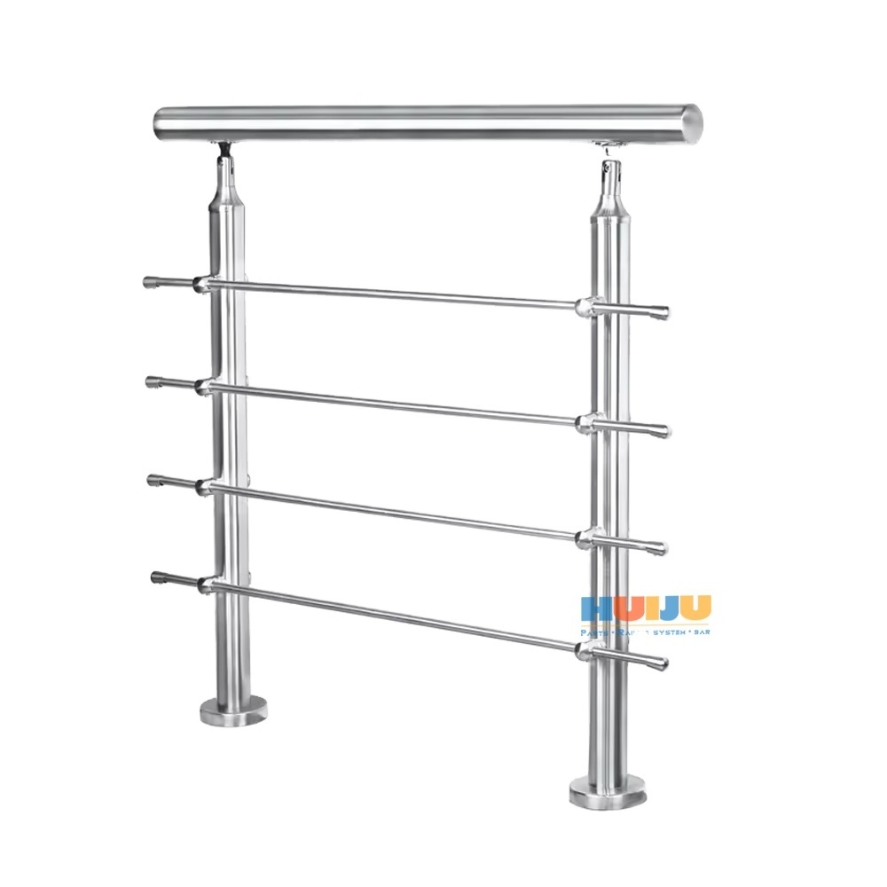 HJ  balcony solid stainless steel stairs railings strong interior staircase balustrade rod post outdoor railing price