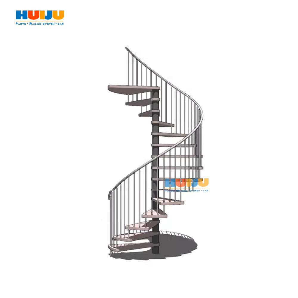 HJ Modern interior metal stringer curved and spiral staircase for residential from Foshan stairs manufacturer