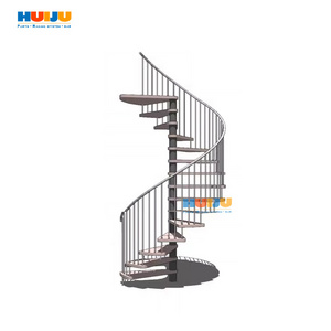 HJ Modern interior metal stringer curved and spiral staircase for residential from Foshan stairs manufacturer