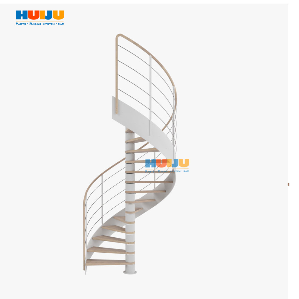 HJ  Outdoor Curved Staircase Wrought Iron Handrails Spiral Staircase Iron Indoor Metal Stairs Fancy Wrought Iron Spiral Stairs