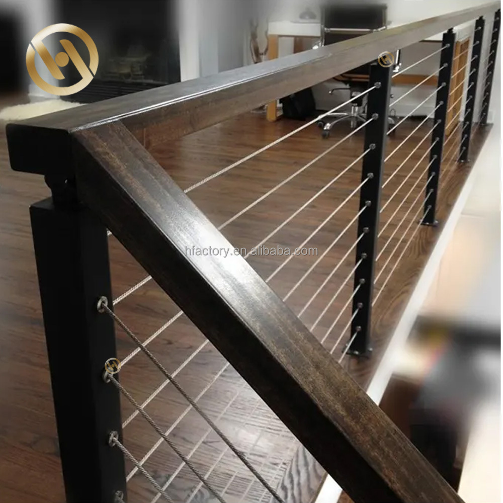 HJ Customized Design Exterior Brushed Stainless Steel 316 6mm Cable Railing/Durable Balustrades System for Stairs Made in China