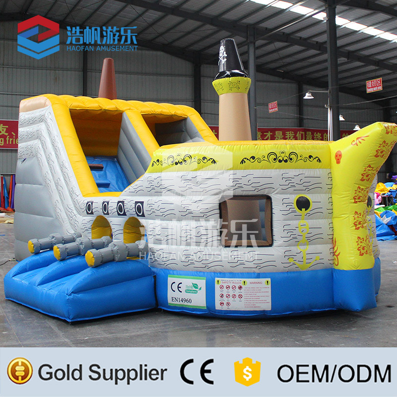 Commercial Grade Kids Inflatable Pirate Ship With Slide Inside Meeting From China Zhengzhou Inflatable Factory