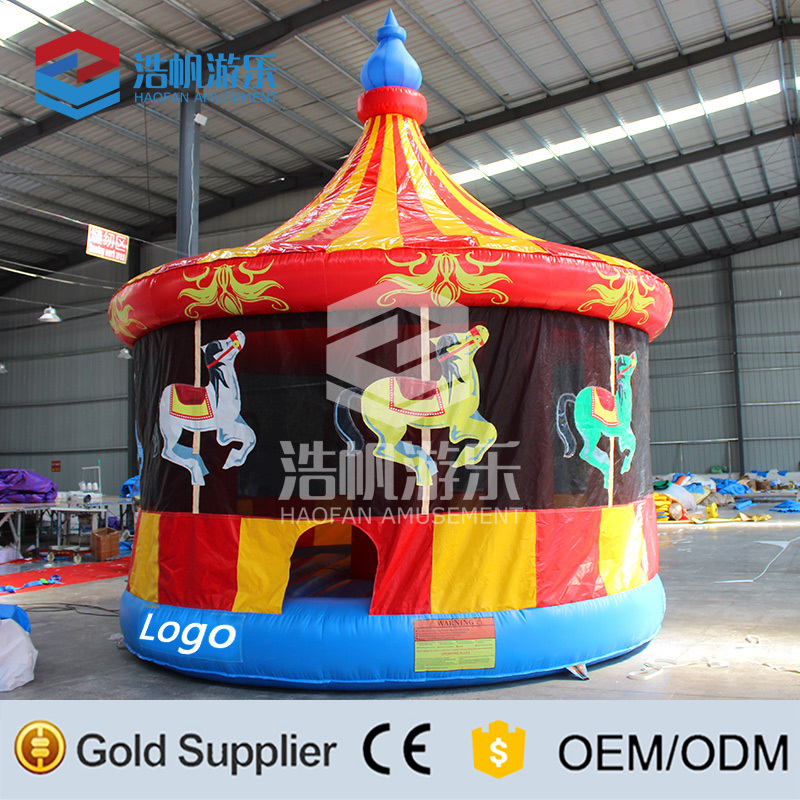 Customized Merry-Go-Round Shape Carousel Combo Colorful Inflatable Bouncer Party Moonwalk Carnival Bouncy Castle Bounce House