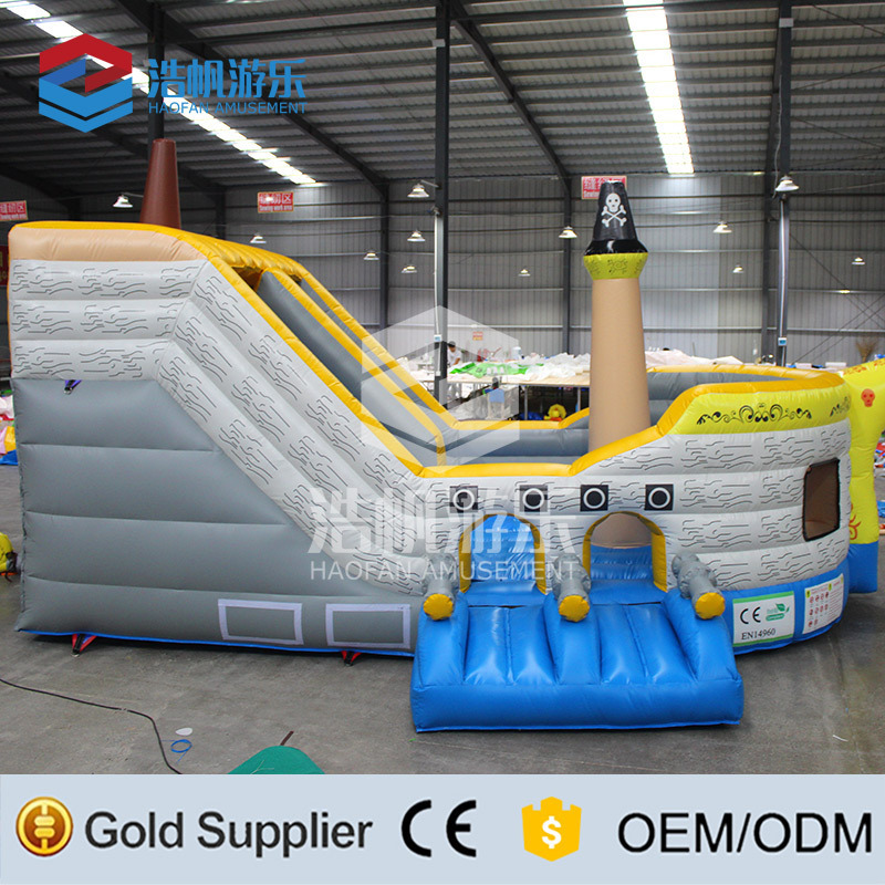 Commercial Grade Kids Inflatable Pirate Ship With Slide Inside Meeting From China Zhengzhou Inflatable Factory