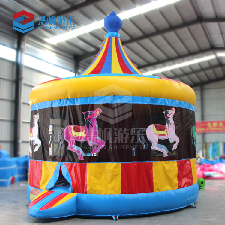 Customized Merry-Go-Round Shape Carousel Combo Colorful Inflatable Bouncer Party Moonwalk Carnival Bouncy Castle Bounce House