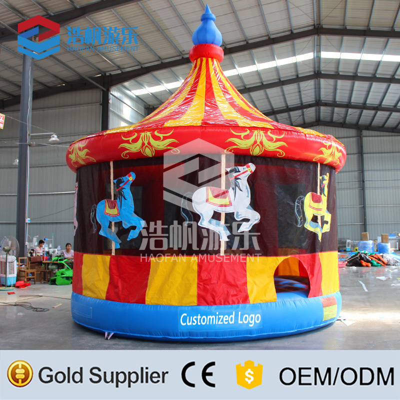 Customized Merry-Go-Round Shape Carousel Combo Colorful Inflatable Bouncer Party Moonwalk Carnival Bouncy Castle Bounce House