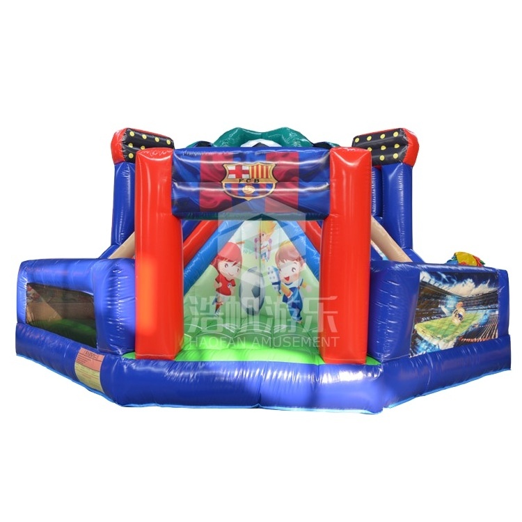 Custom Kids Jumping Castle Double Lane Slide Bouncer House Football Soccer Theme Inflatable Games Inflatable Theme Park For Kids