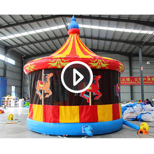 Customized Merry-Go-Round Shape Carousel Combo Colorful Inflatable Bouncer Party Moonwalk Carnival Bouncy Castle Bounce House