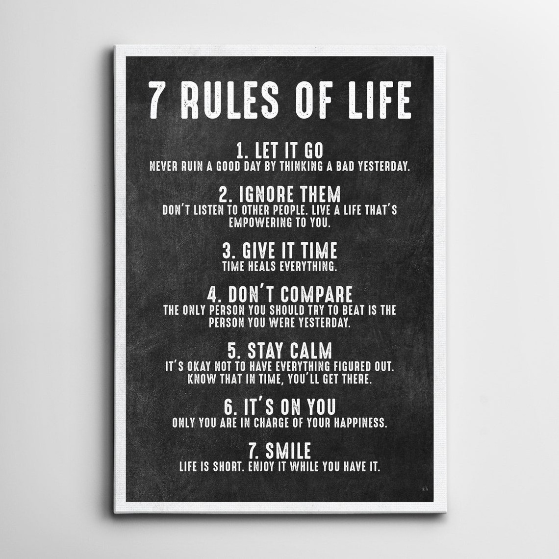 Frameless living room wall life rules inspirational poster English core hanging picture motivational canvas painting poster