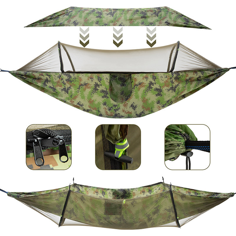 Durable Outdoor Nylon Hammock Camping Equipment Thickened Mosquito Sun-proof Net Hammock Swing