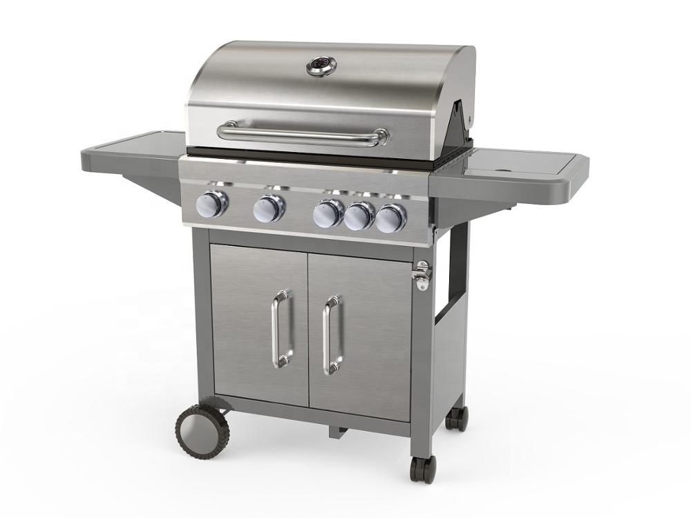 Performance 4-Burner Cabinet Style Liquid Propane Gas Grill Stainless Steel Gas Griddle