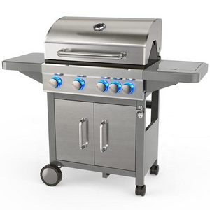 Performance 4-Burner Cabinet Style Liquid Propane Gas Grill Stainless Steel Gas Griddle